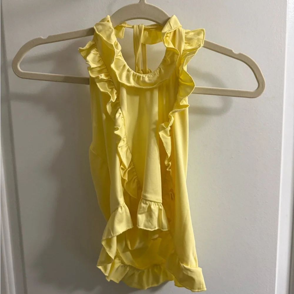 Yellow Ruffle Sleeveless Top - Picture 1 of 1